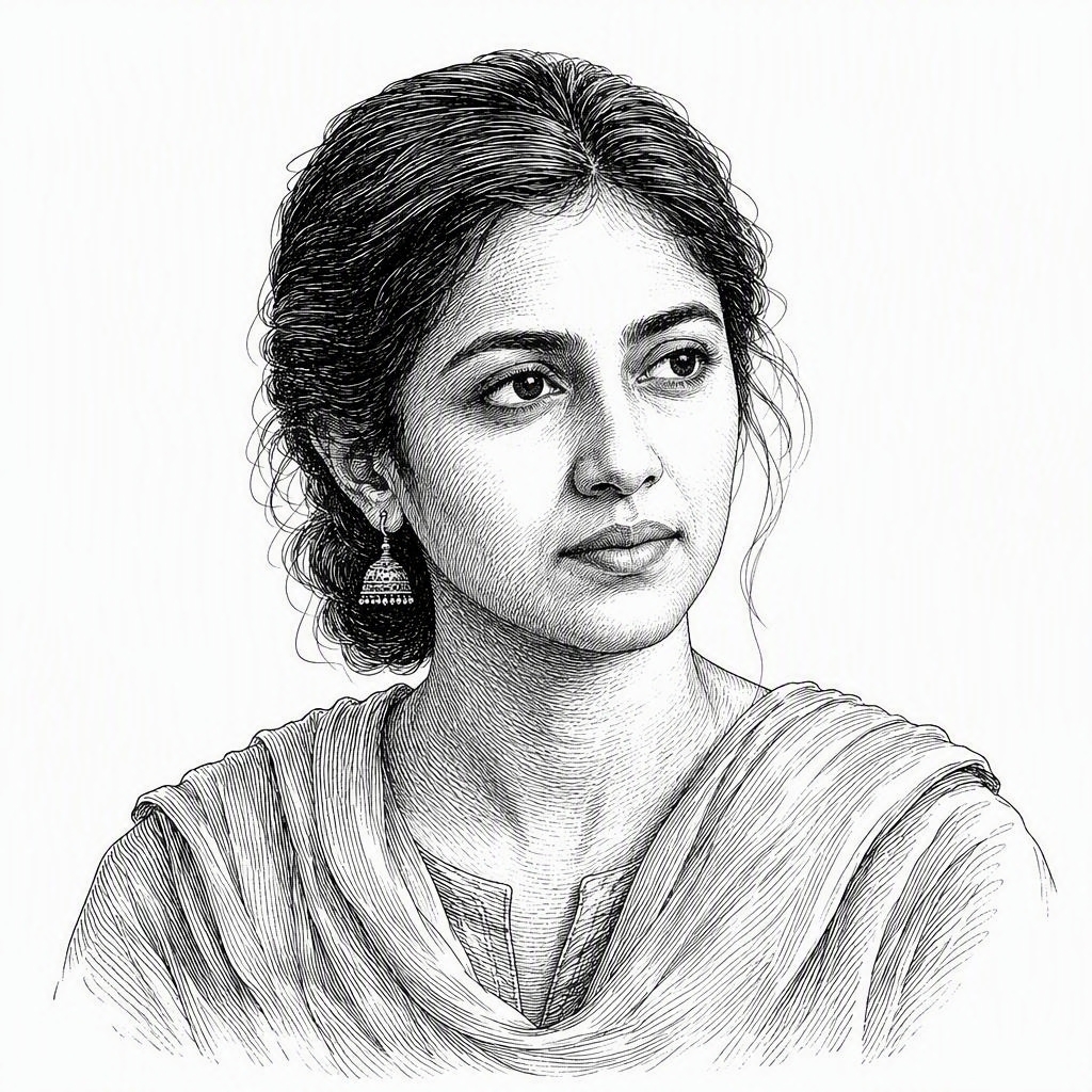 Illustrated portrait of Priya Nandakumar